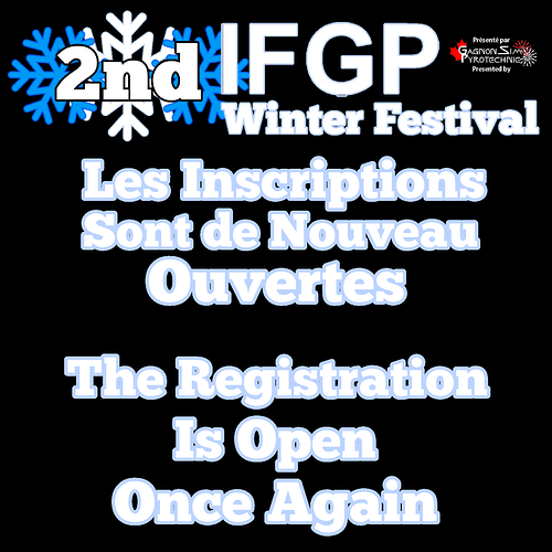 2nd IFGP Winter Festival Réouverture des Inscription (Reopening Registration)